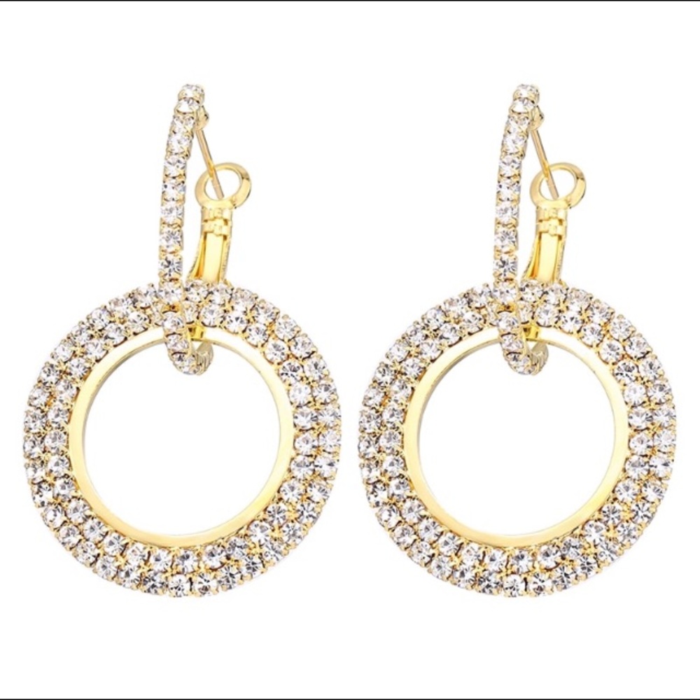 NEW!๐๐GORGEOUS!๐GOLDEN๐CZ๐CIRCLES๐๐STUNNING - Picture 4 of 8